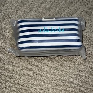 NWT Stella & Dot navy and white striped pouf